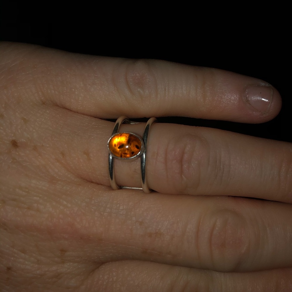 Sterling Silver and Amber Ring